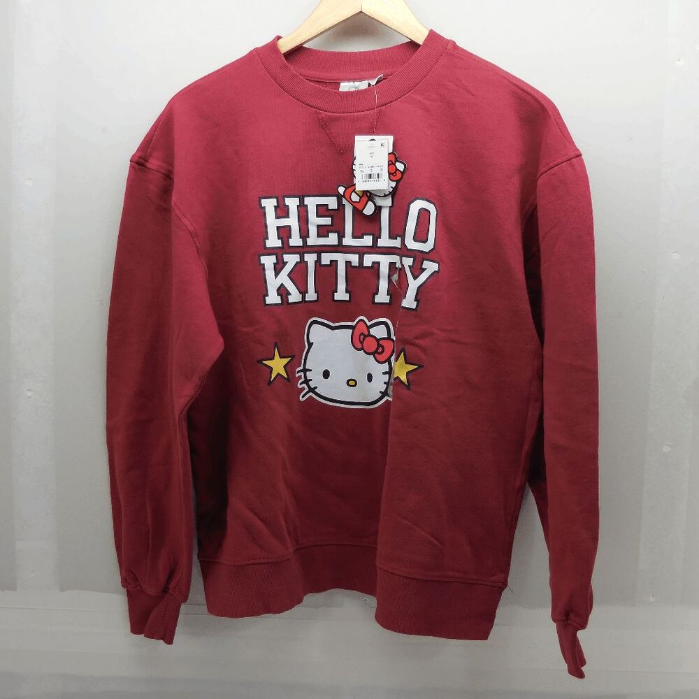 Hello Kitty Size M Crewneck Red Sweatshirt Graphic Print Front Sanrio‎ New Tags